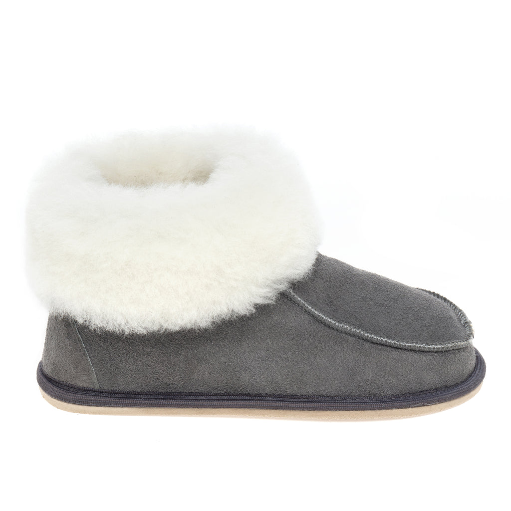 Kids Aesop Sheepskin Slippers - Grey | CIORA SCOTLAND