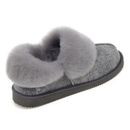 Gael Sheepskin Slippers - Grey Distressed Leather